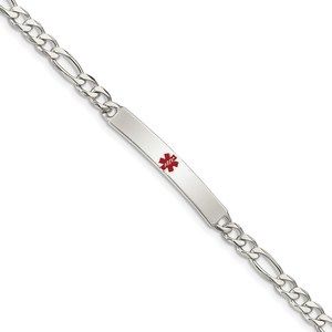 Sterling Silver Nautical Polished Medical Figaro Anchor Link ID Bracelet, 7.5"